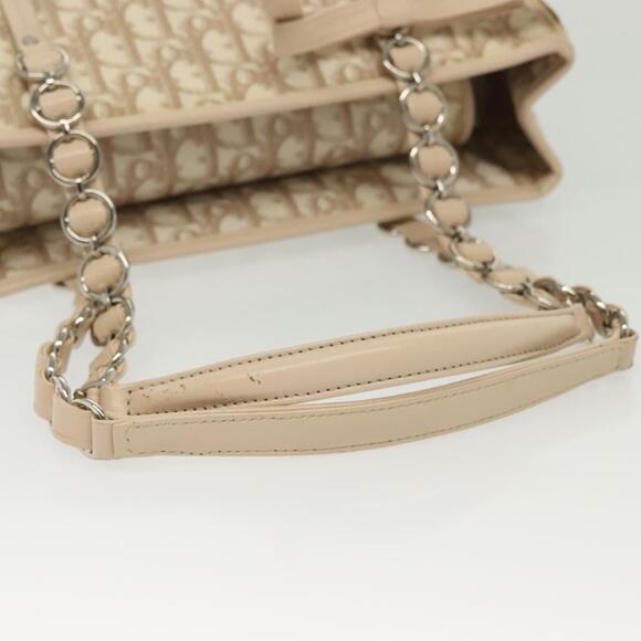 DIOR Trotter Canvas Romantic Chain Tote Bag Pvc Beige - Picture 7 of 12